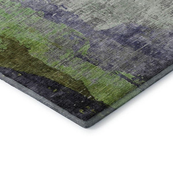 Mayfield Premium Machine Washable Abstract AMF2041 Plum 8 ft. x 10 ft. Area Rug