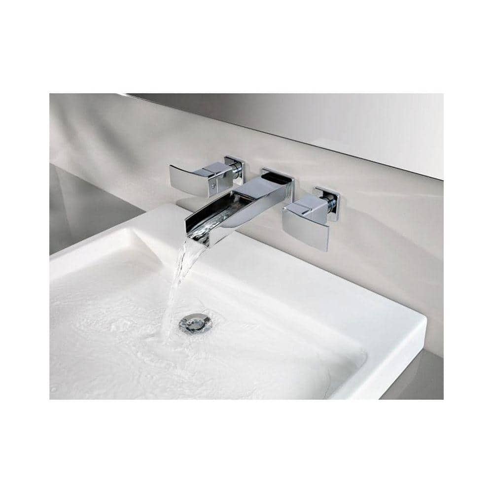 Kenzo Polished Chrome Wall Mount Bathroom Faucet with Lever Handles