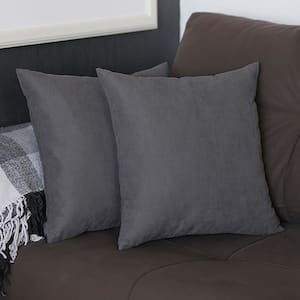 Decorative Farmhouse Gray 20 in. x 20 in. Square Solid Color Throw Pillow Set of 2
