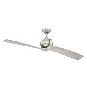 Shellcove 54 in. Modern Silver 2-Blade Downrod Ceiling Fan with Remote Control