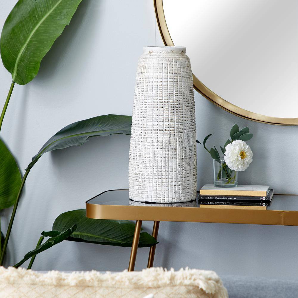Coastal Charm 17" White Ceramic Textured Vase