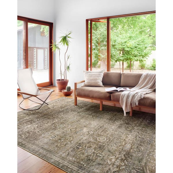 Loloi Layla Antique/Moss 9 ft. x 12 ft. Distressed Oriental