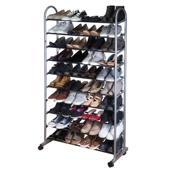Organize It All 4-Tier 16 Pair Shoe Rack Stackable with Chrome Wire Shelves  Closet Entryway - AliExpress