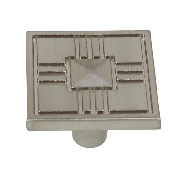 GlideRite 1-1/4 in. Satin Nickel Craftsman Collection Square Cabinet Knobs (10-Pack)