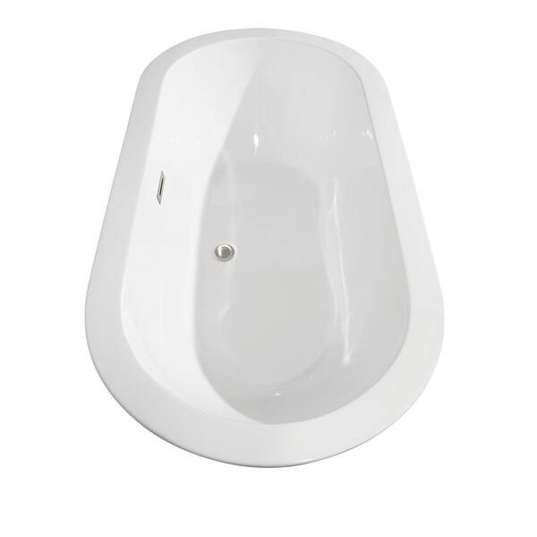 Soho 59.75 in. Acrylic Flatbottom Center Drain Soaking Tub in White with Floor Mounted Faucet in Brushed Nickel Soho 59.75 in. Acrylic Flatbottom Center Drain Soaking Tub in White with Floor Mounted Faucet in Brushed Nickel