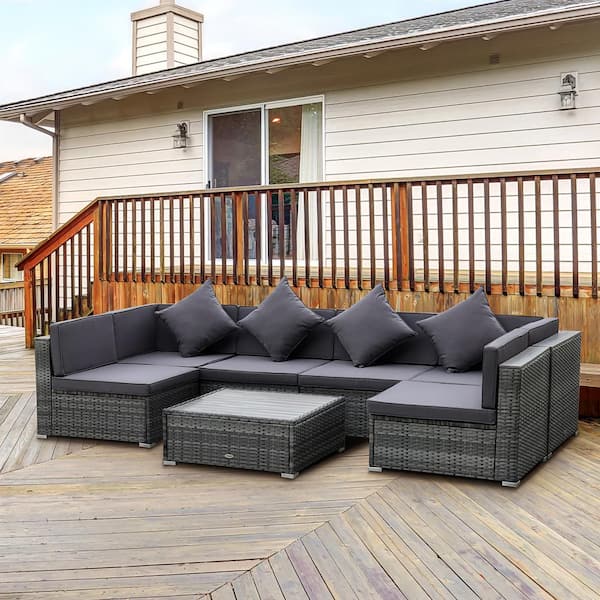 or Porch Pool Perfect for Deck Outsunny Rattan Wicker Sofa Patio Chair with Weather-Defiant Material & Modern Look 