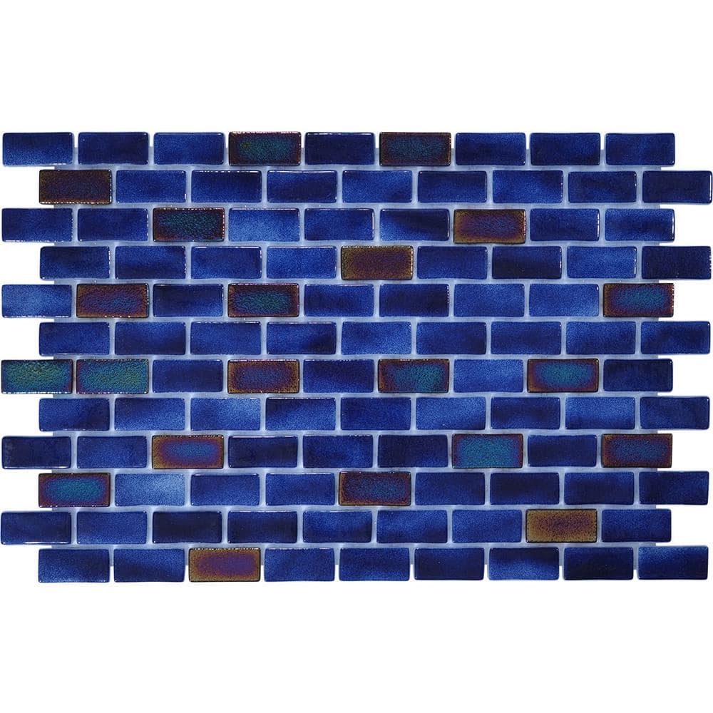 6 x 6 Forever Glass Tile Love Dark Blue Mix Glossy Glass Wall Floor Ba