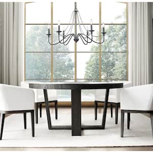 6-Lights Black Candlestick French Farmhouse Chandelier for Dining Room