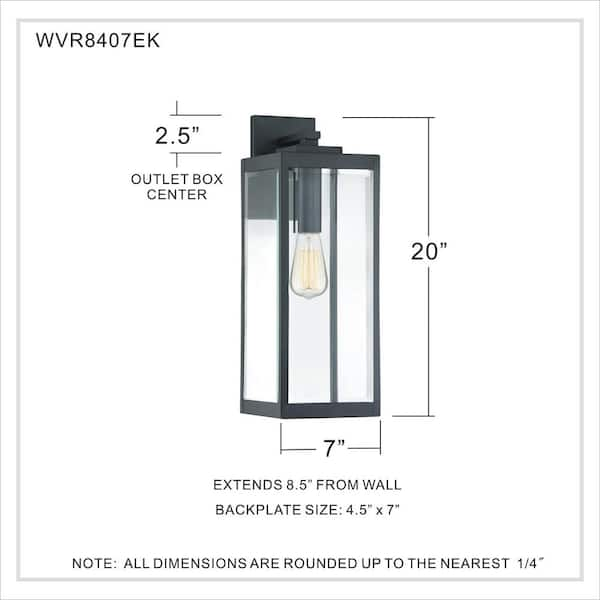 Quoizel Westover 1-Light Earth Black Outdoor Wall Lantern Sconce