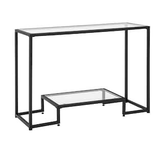 42 in. Length Entryway Console Sofa Side Table with Tempered Glass for Entrance Living Room