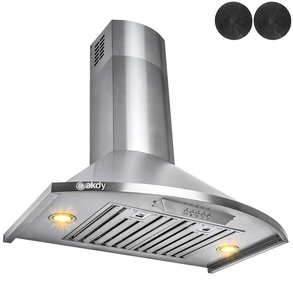 30-Inch Stainless Steel Convertible Wall Mount Range Hood with LED Lights