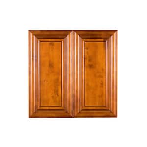 Cambridge Assembled 24x30x12 in. Wall Cabinet with 2 Doors 2 Shelves in Chestnut