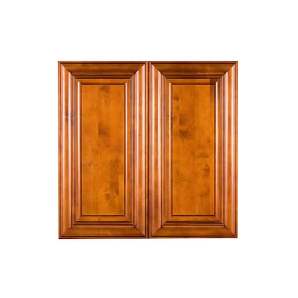LIFEART CABINETRY Cambridge Assembled 27x30x12 in. Wall Cabinet with 2 Doors 2 Shelves in Chestnut