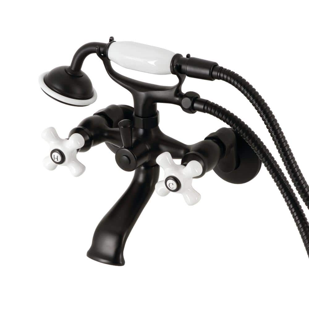 Matte Black Brass Wall Mount Clawfoot Tub Faucet with Hand Shower