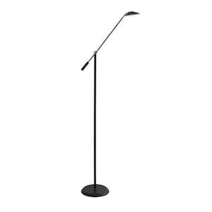 SIRINO 61 in. Black/Chrome Dimmable Torchiere Floor Lamp with Black/Chrome Metal Shade
