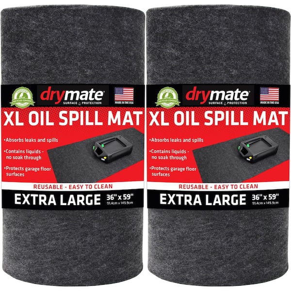 3 ft. W x 4 ft. 11 in. L Charcoal Gray Commercial/Residential Polyester Garage Flooring Oil Spill Mat (2-Pack)