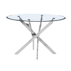 Poly 45 in. Round Clear Glass Top with Iron Frame