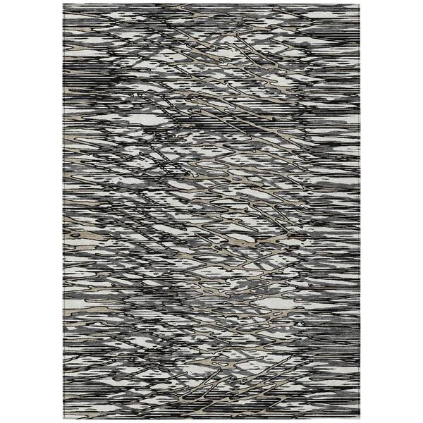 Chantille Machine Washable Indoor/Outdoor Abstract ACN2771 Black 10 ft. x 14 ft. Area Rug