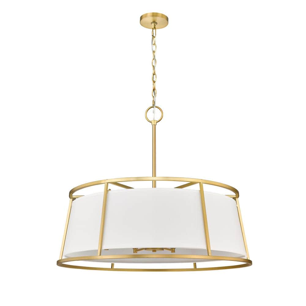 Lenyx Elegant Brushed Nickel and Brass Drum Pendant Light
