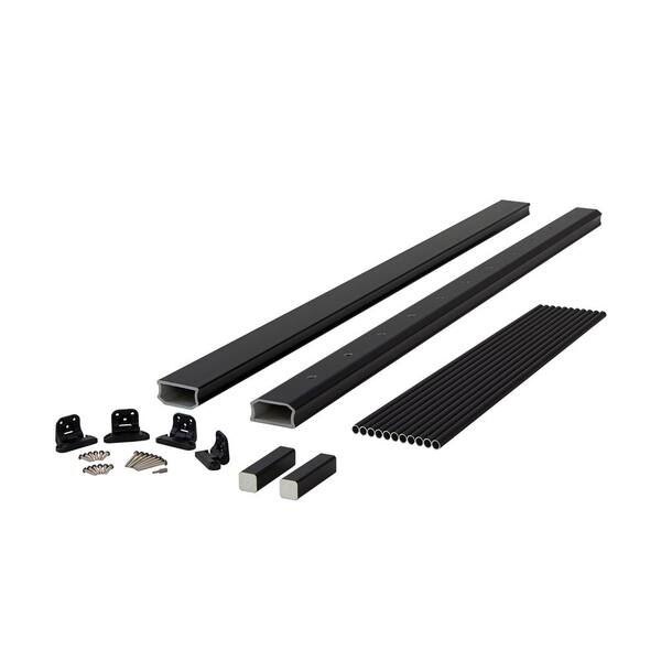 Fiberon BRIO 42 in. x 72 in. (Actual: 42 in. x 70 in.) Black PVC Composite Stair Railing Kit w/Round Aluminum Balusters