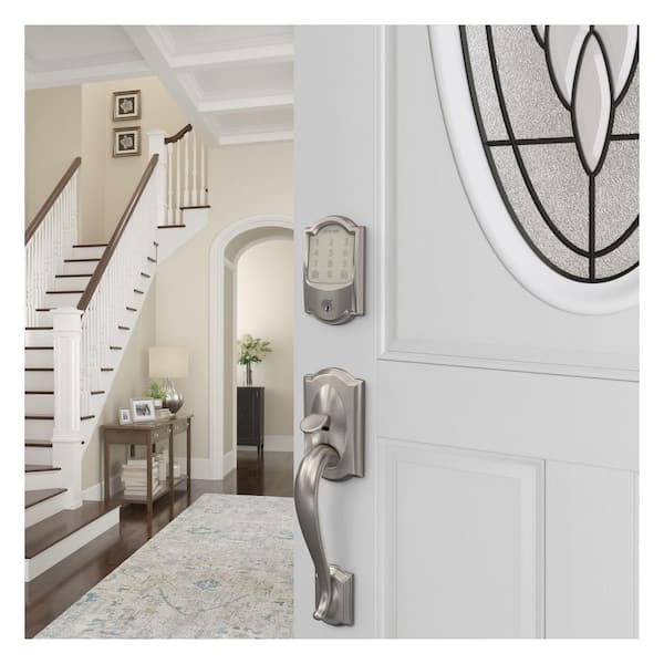 Camelot Satin Nickel Encode Wifi Electronic Touchscreen Door Deadbolt Alarmed Lock
