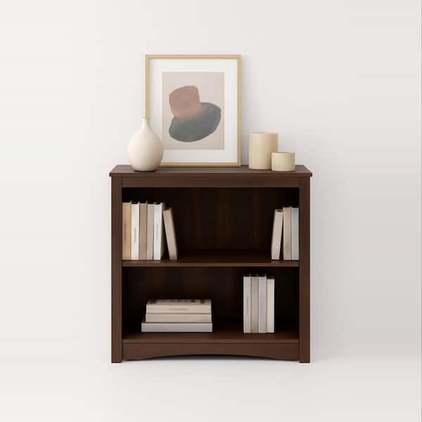 Prepac Sonoma 29 in. Tall Espresso Engineered Wood 2-Shelf Bookcase Transitional Book Shelf with 1-Adjustable Shelf for Storage