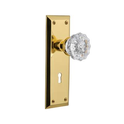 Nostalgic Warehouse 727450 Victorian Plate with Keyhole Privacy Crystal Black Glass Door Knob in Timeless Bronze 2.375 