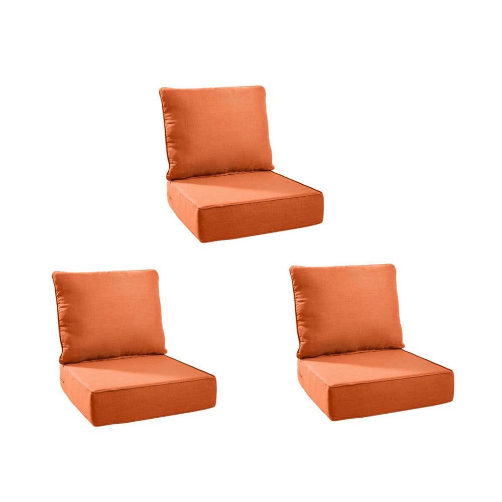 PlushCore 24 In. x 24 In. x 6 In. 6-Piece Deep Seating Outdoor Dining Chair Thick Cushion Set in Orange (3-Set) price history on PriceWatchPro