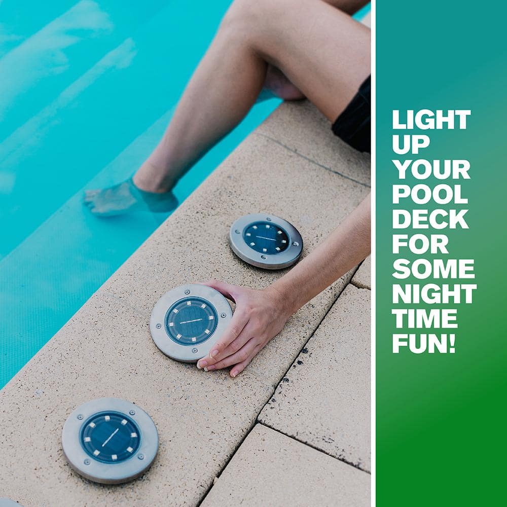 Stainless Steel Solar Powered Swivel LED Pathway Lights, 8-Pack