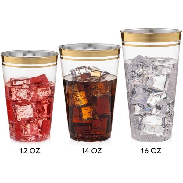 PERFECT SETTINGS 16 oz. Gold Rim Clear Disposable Plastic Cups Party Cold  Drinks (100/Pack) GOLD16OZ - The Home Depot
