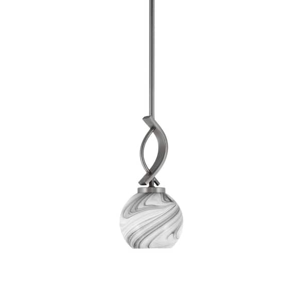 Olympia 1-Light Stem Hung Graphite, Mini Pendant-Light with Onyx Swirl ...