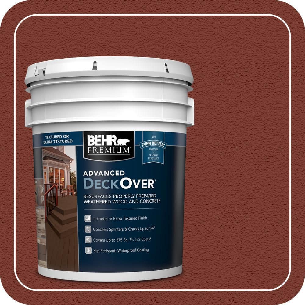 BEHR Premium Advanced DeckOver 5 gal. #SC-330 Redwood Textured Solid Color  Exterior Wood and Concrete Coating 500505 - The Home Depot, image size:1000x1000