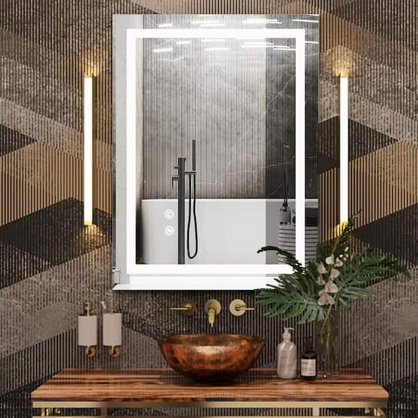 Andrea 32 in. W x 24 in. H Large Rectangular Frameless Anti-Fog Dimmable Wall Mount LED Light Bathroom Vanity Mirror