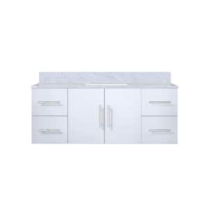 Geneva 48 in. W x 22 in. D Glossy White Bath Vanity and Carrara Marble Top