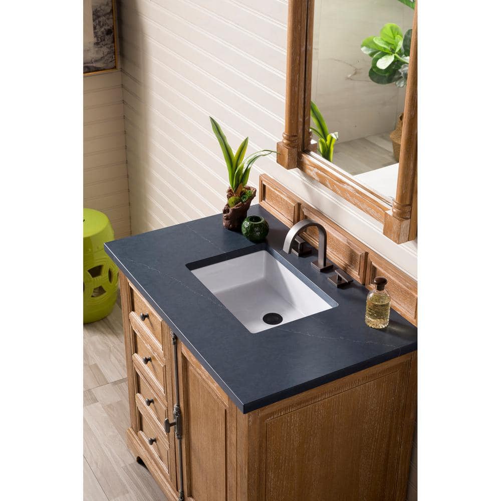 James Martin Vanities Providence 36 In Single Bath Vanity In Driftwood With Quartz Vanity Top In Charcoal Soapstone With White Basin 238 105 5511 3csp The Home Depot