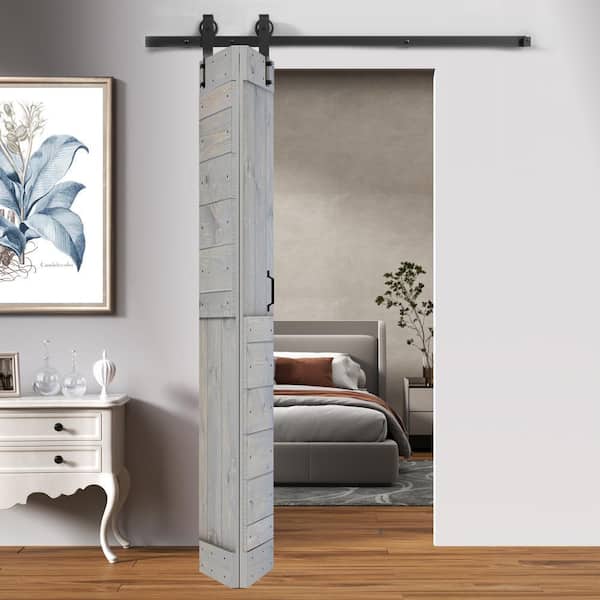 S Series 24 in. x 80 in. (12 in. x 2 panel)French Gray Solid Core Wood Bi-Fold Door With Hardware Kit-Assembly Required