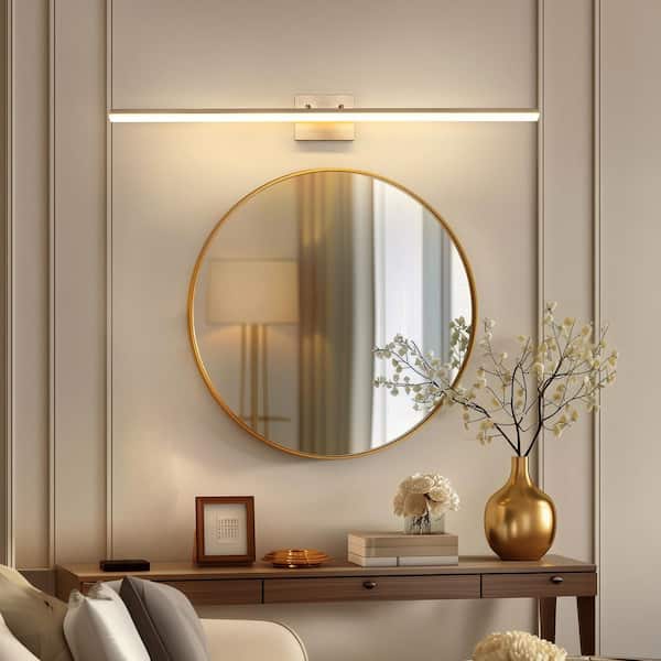 48 in. Nickel 1-Light Dimmable LED Vanity Light Bar, Modern Bathroom Wall Sconce with Adjustable Integrated Lighting