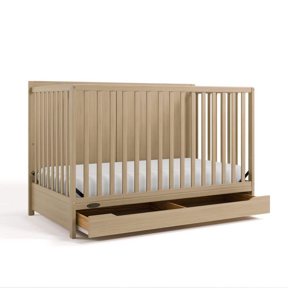 Melrose Driftwood 5-in-1 Convertible Crib with Drawer