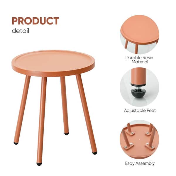 Werph Orange 16 in. L x 16 in. W x 18 in. H Resin Round Patio Side 