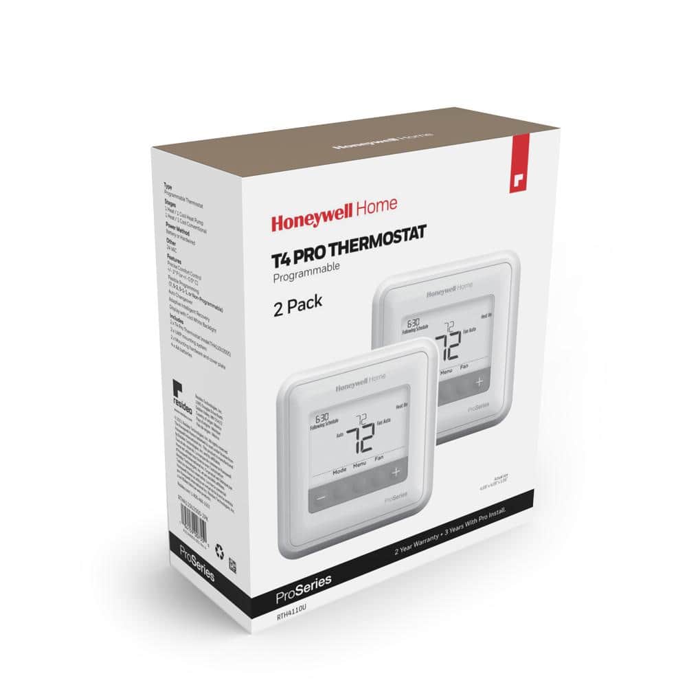 Honeywell T4 Pro White Programmable Digital Thermostat with Mounting Hardware