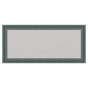 Upcycled Teal Grey Wood Framed Grey Corkboard 33 in. x 15 in. Bulletin Board Memo Board