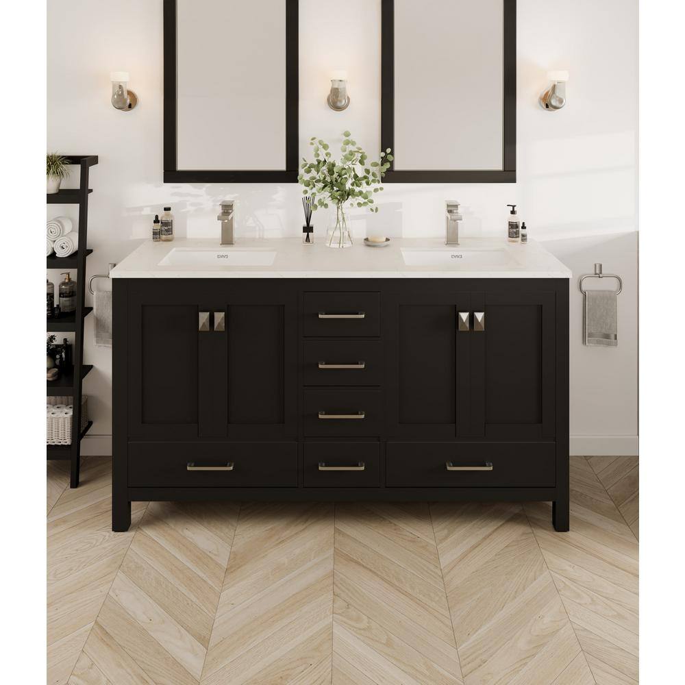 Eviva London 60 in. W x 18 in. D x 34 in. H Double Bathroom Vanity in