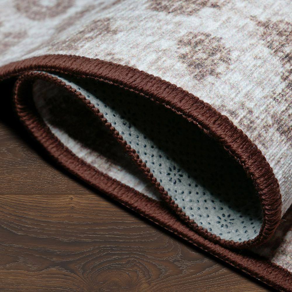 Easy-Care Gray Synthetic 10' Washable Flatweave Runner Rug