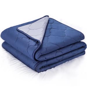 Cooling Weighted Blanket, Stress Reducing Heavy Blankets with Premium Glass Bead 48"x72" Navy (Inner Layer Grey)