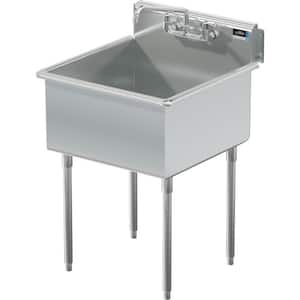 Terrell Series Stainless Steel 27x27.5 in. Freestanding 2-Hole Single Compartment Scullery Sink with Lead-Free Faucet