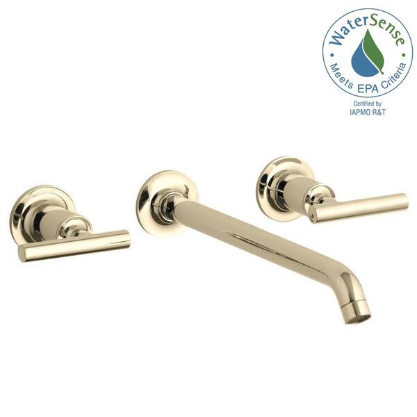 KOHLER Purist Wall-Mount 2-Handle Bathroom Faucet Trim Kit in Vibrant French Gold (Valve Not Included)