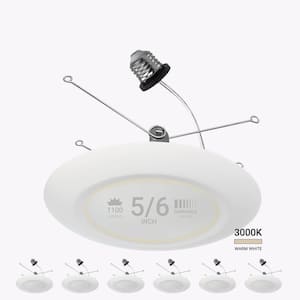 5/6 in. 3000K Warm White Remodel 15-Watt Retrofit Disk Light E26 Base Integrated LED Recessed Lighting Kit (6-Pack)