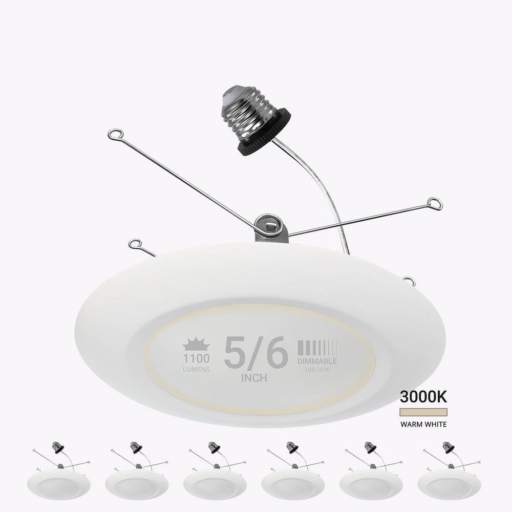 5/6 in. 3000K Warm White Remodel 15-Watt Retrofit Disk Light E26 Base Integrated LED Recessed Lighting Kit (6-Pack) price history on PriceWatchPro