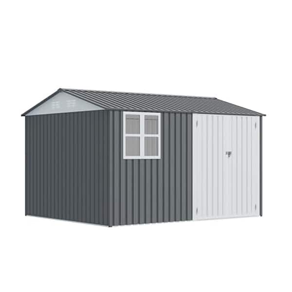 8 ft. W x 10 ft. D Metal Storage Shed with Window, Ideal for Backyard Patio, Garden, Lawn, 80 Sq. Ft.
