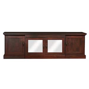 Daleni 69 in. Vintage Walnut Particle Board TV Stand Fits TVs Up to 78 in. with Storage Doors